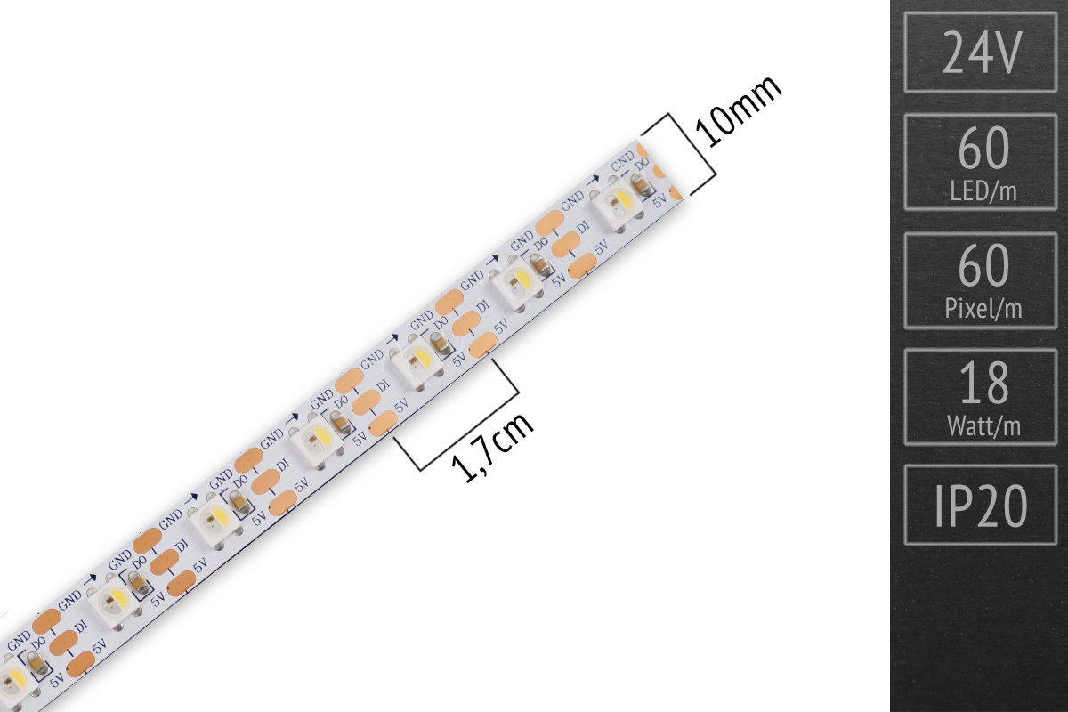 LED tape digital SK6812 RGBW - 5m - 60 Pixel/m