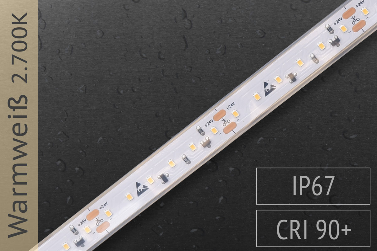 Accent applications: LED Strip 2016 -120 LED/m - 900 lm/m - 2.700K warm white - IP67 5m roll