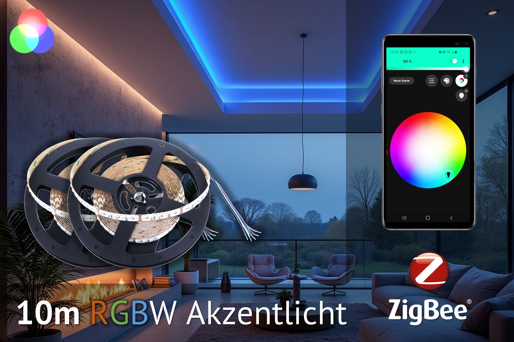 ZigBee-RGBW-LED-Set: 10 meters