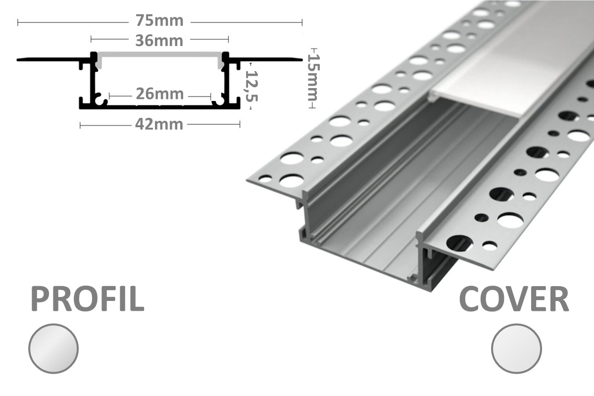 2m LED plaster profile K26 - only on request!
