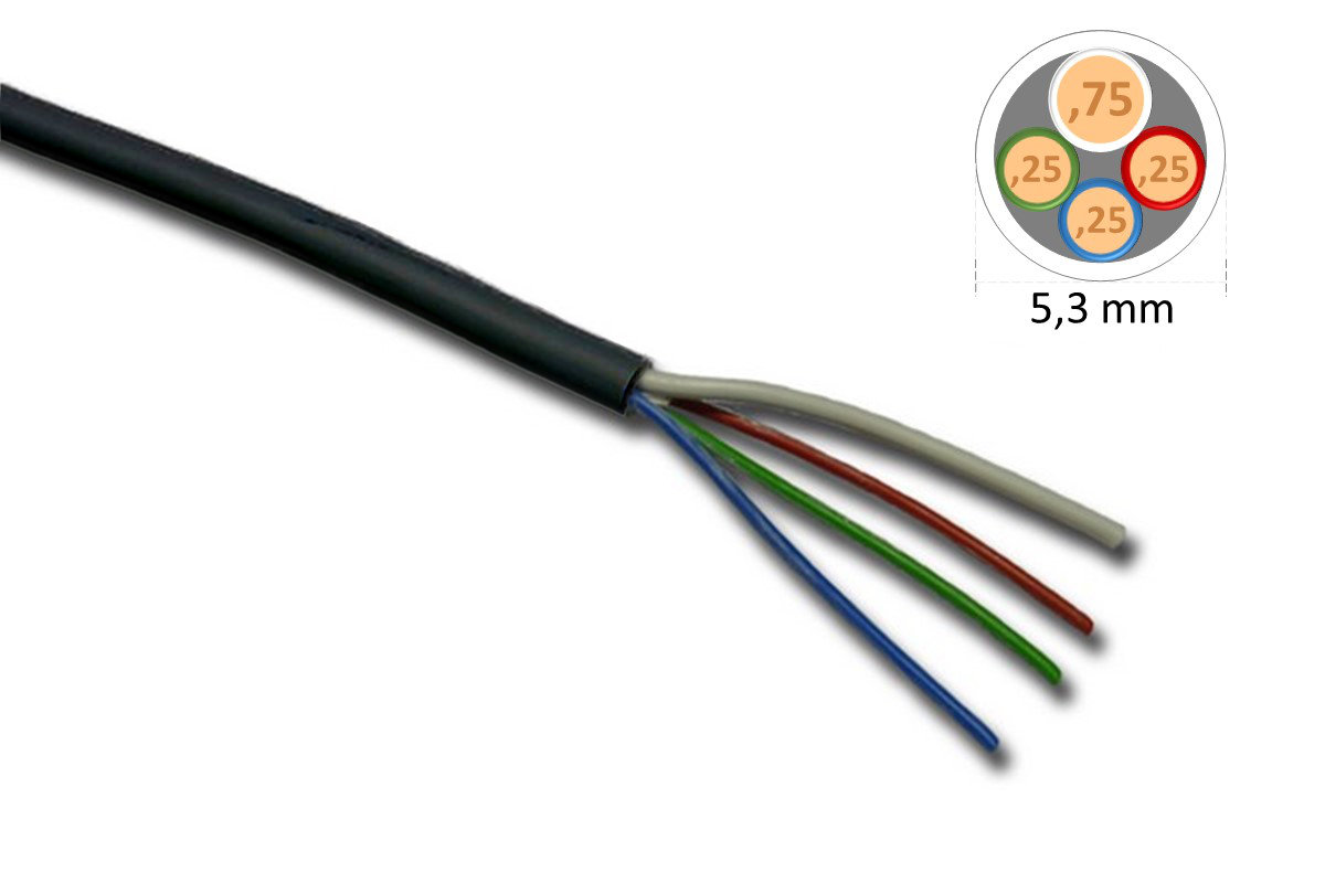 RGB-Kabel 3x0,25mm², 1x 0,75mm² - schwarz