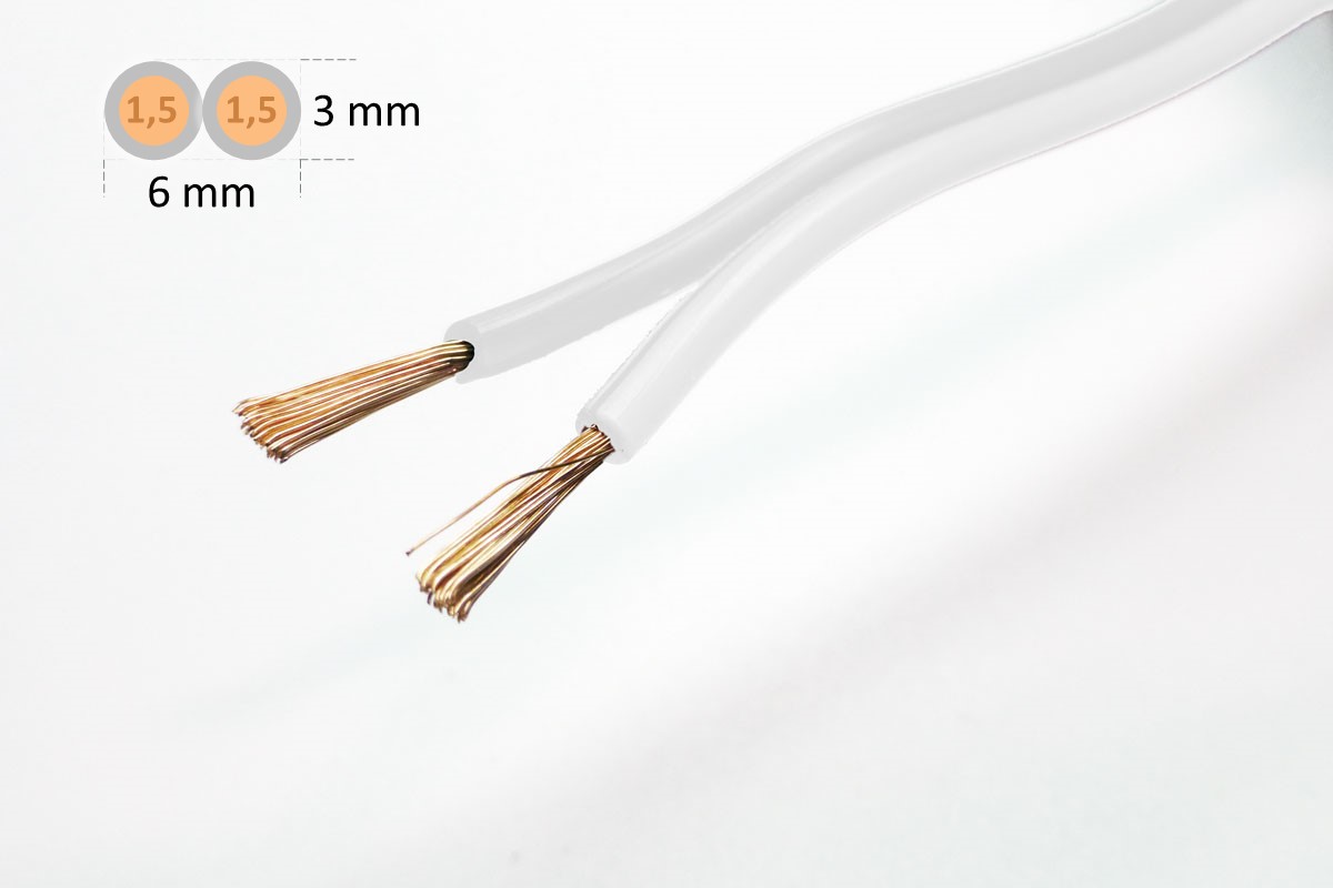 Twin stranded wire 1.5 mm² white