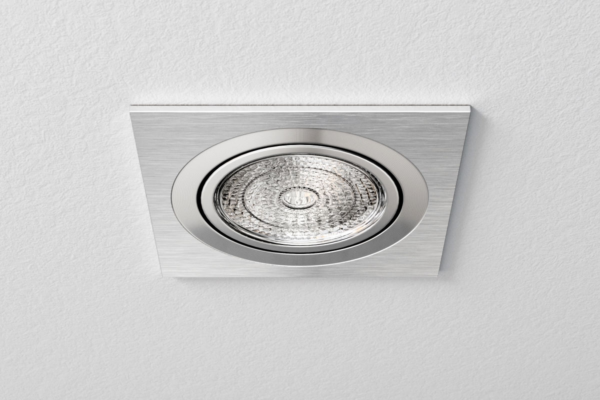 Recessed housing MR16 brushed aluminium, square