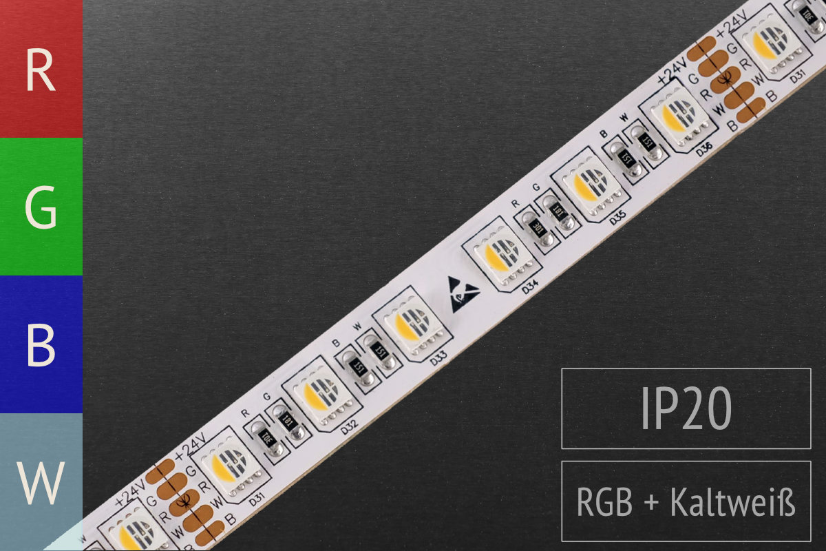 RGBWW for accent lighting: 4in1 LEDs - 72 LEDs/m - IP20