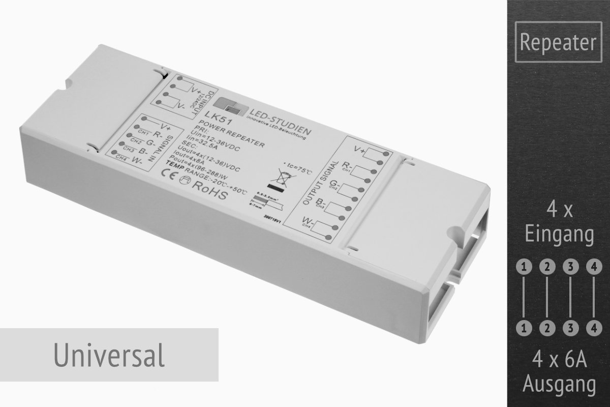 LED Repeater / Amplifier | 4 x 6A LED Repeater / Amplifier | 4 x 6A
