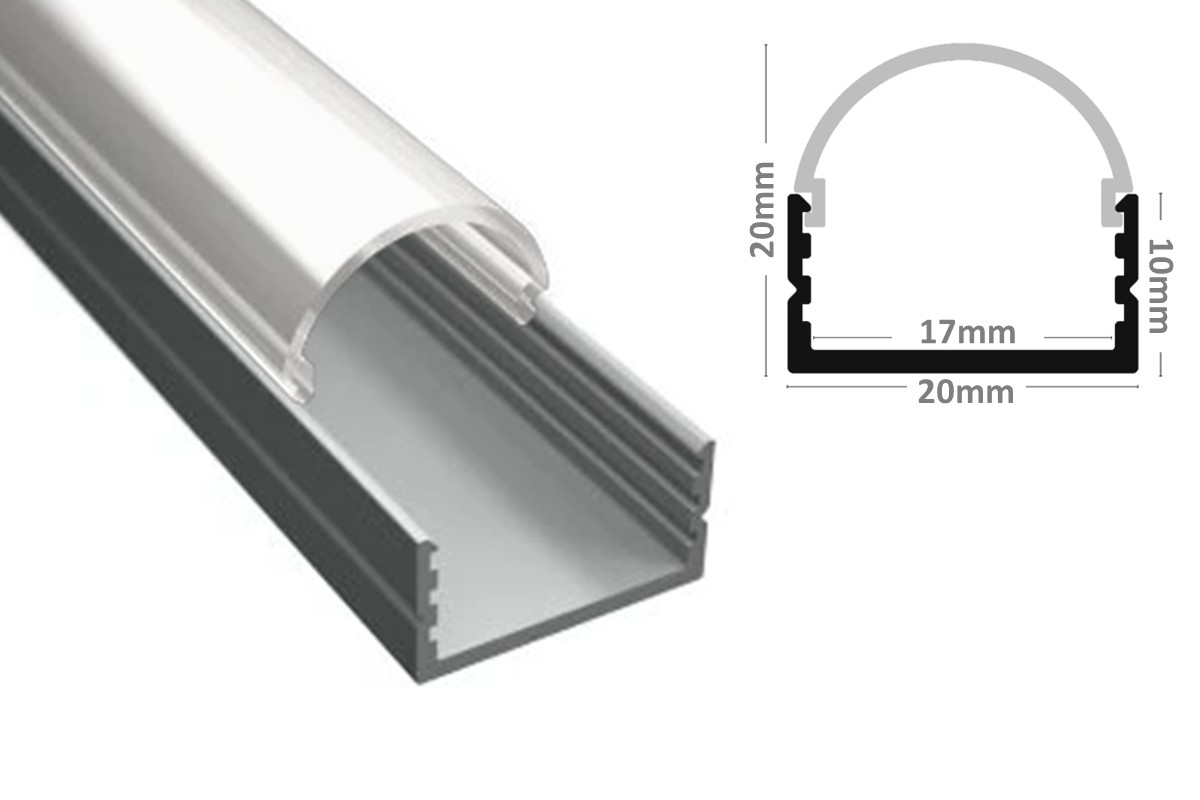 U-Profil SF8 - Muster (Abdeckung: halbrund opal)
