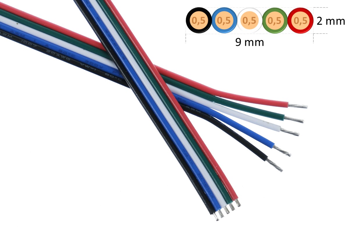 RGBW flat ribbon cable 5x0,5mm²