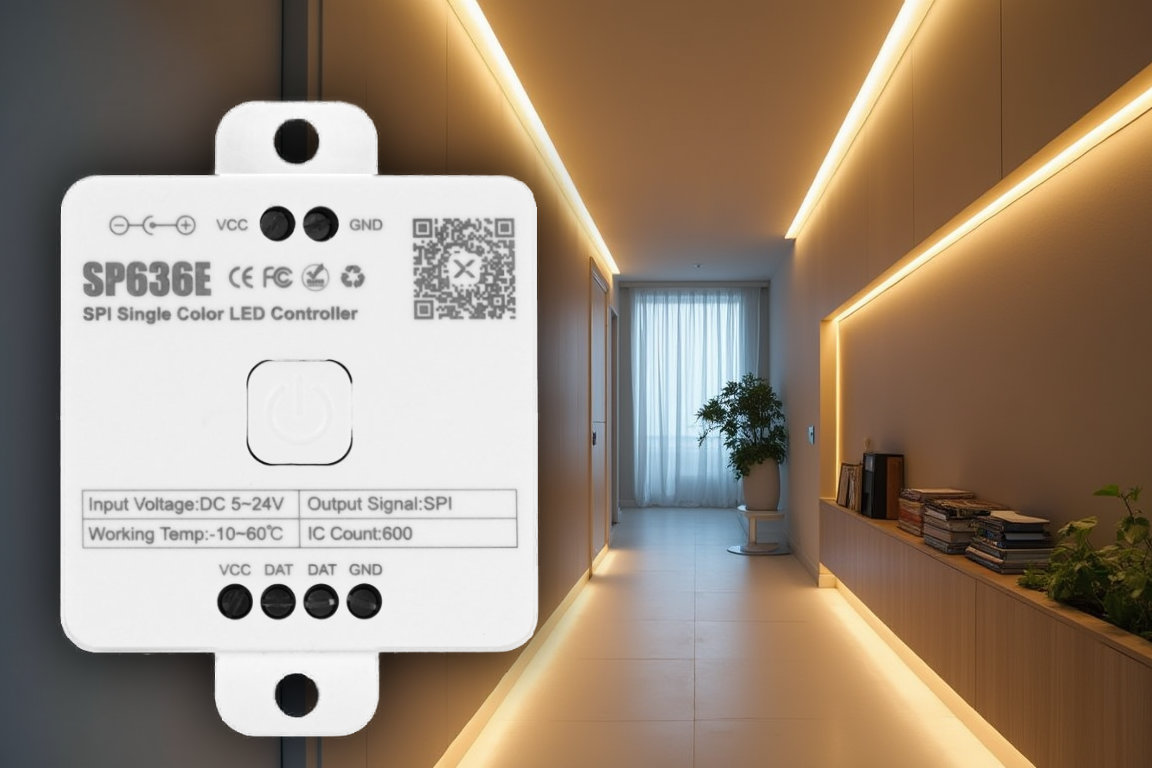 SP636E Standalone LED pixel controller with app control for waterflow effects (white strips) SP636E Standalone LED pixel controller with app control for waterflow effects (white strips)