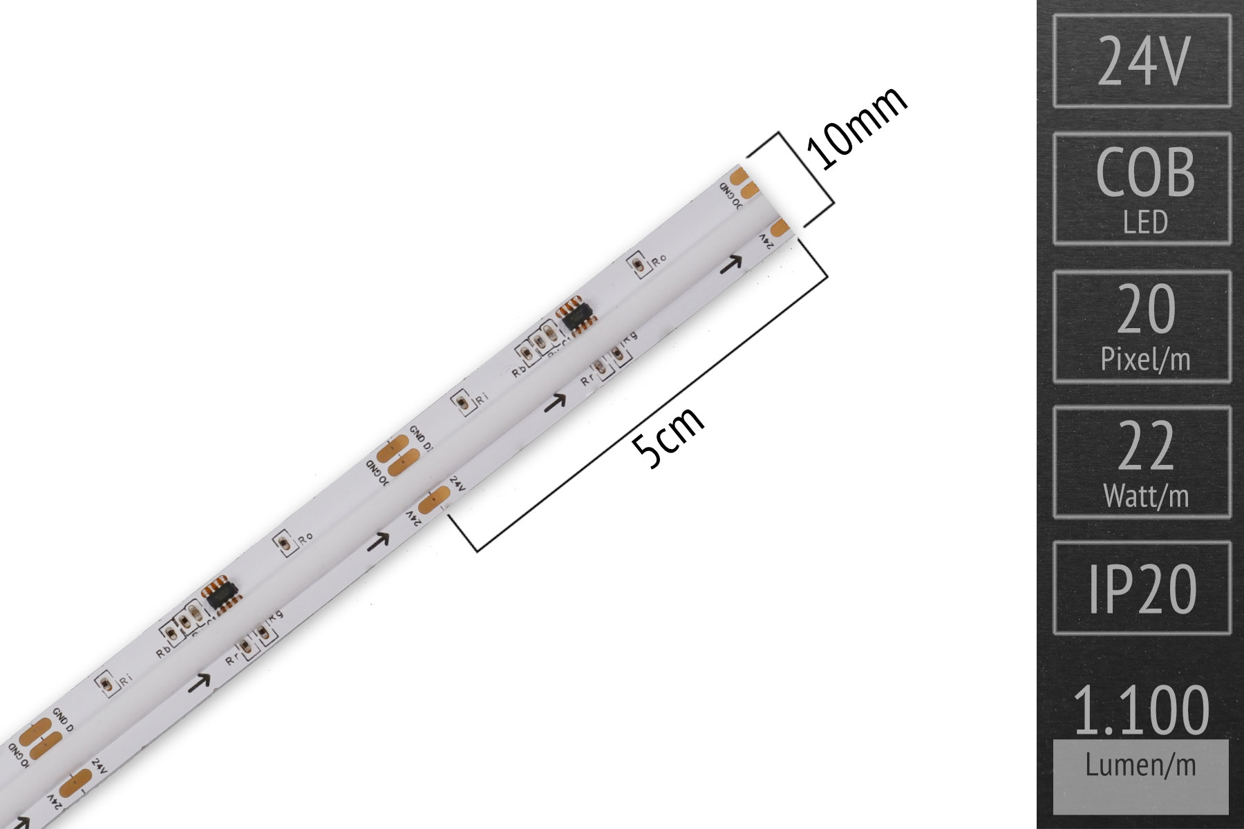 Digital RGB COB-LED-Band WS2811 - 24V - 20 Pixel/m