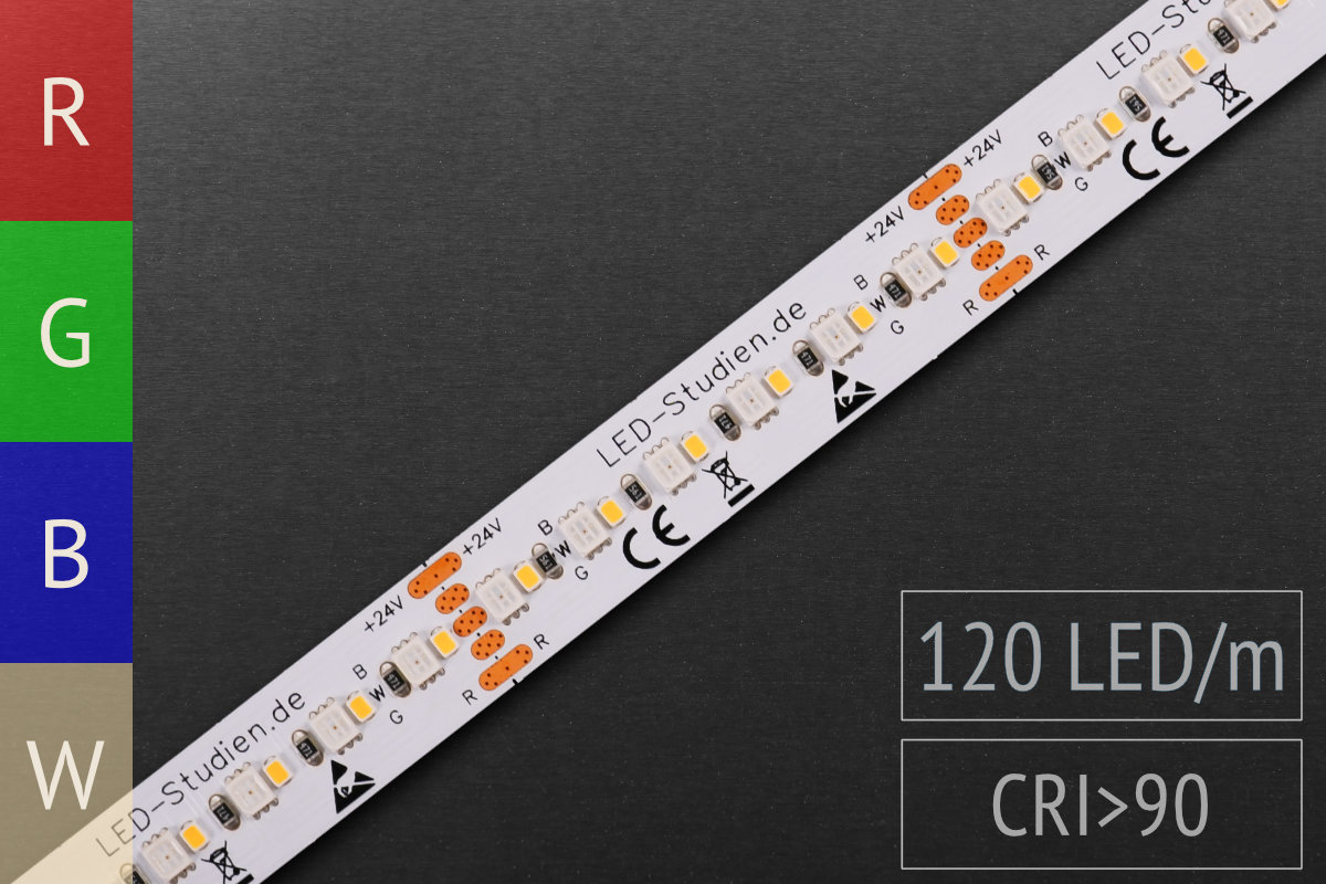 RGB+warmwhite (3000K) for accent lighting: High density 120 + 120 LEDs/m Color temperature: 3000K warm RGB+warmwhite (3000K) for accent lighting: High density 120 + 120 LEDs/m Color temperature: 3000K warm
