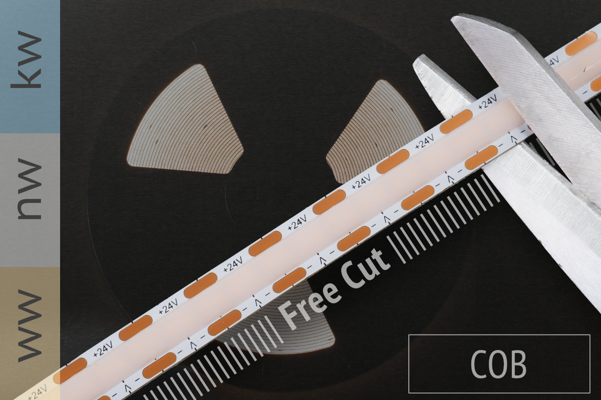 Neuheit: Free Cut COB LED-Streifen - Jede beliebige Länge realisierbar! Neuheit: Free Cut COB LED-Streifen - Jede beliebige Länge realisierbar!