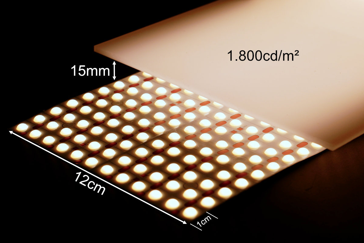 Backlight-Sheet: 500 x 12cm - 1.200 LED/m - 3,000K warm white