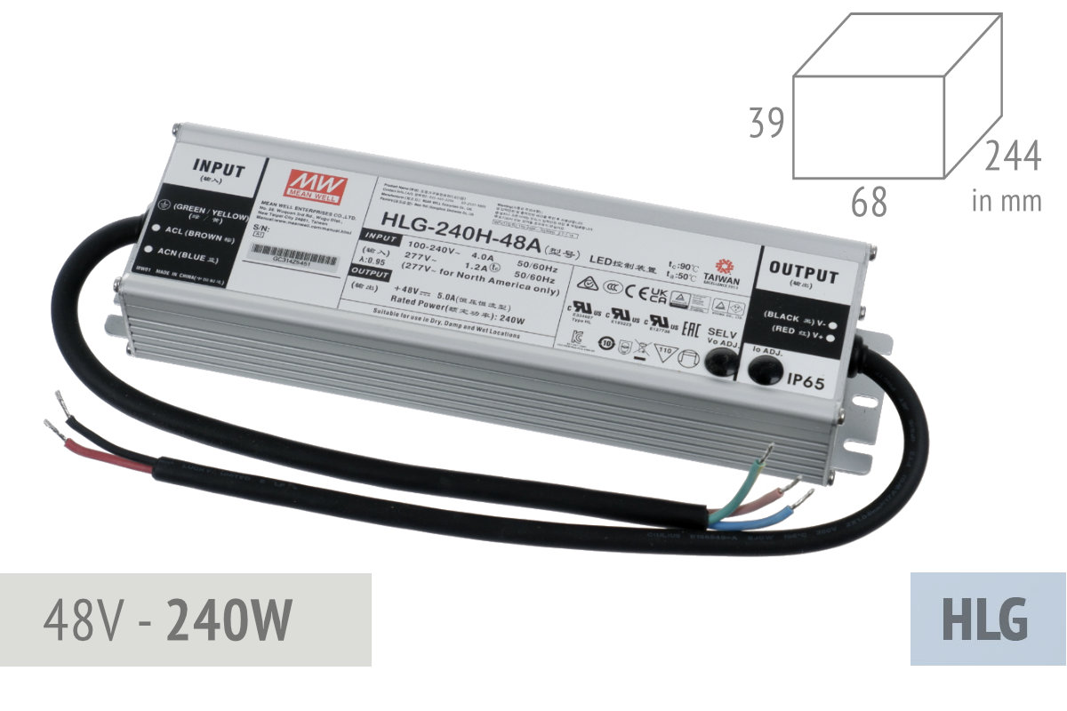 Netzteil HLG 48V - 5A - 240 Watt, extrem leise