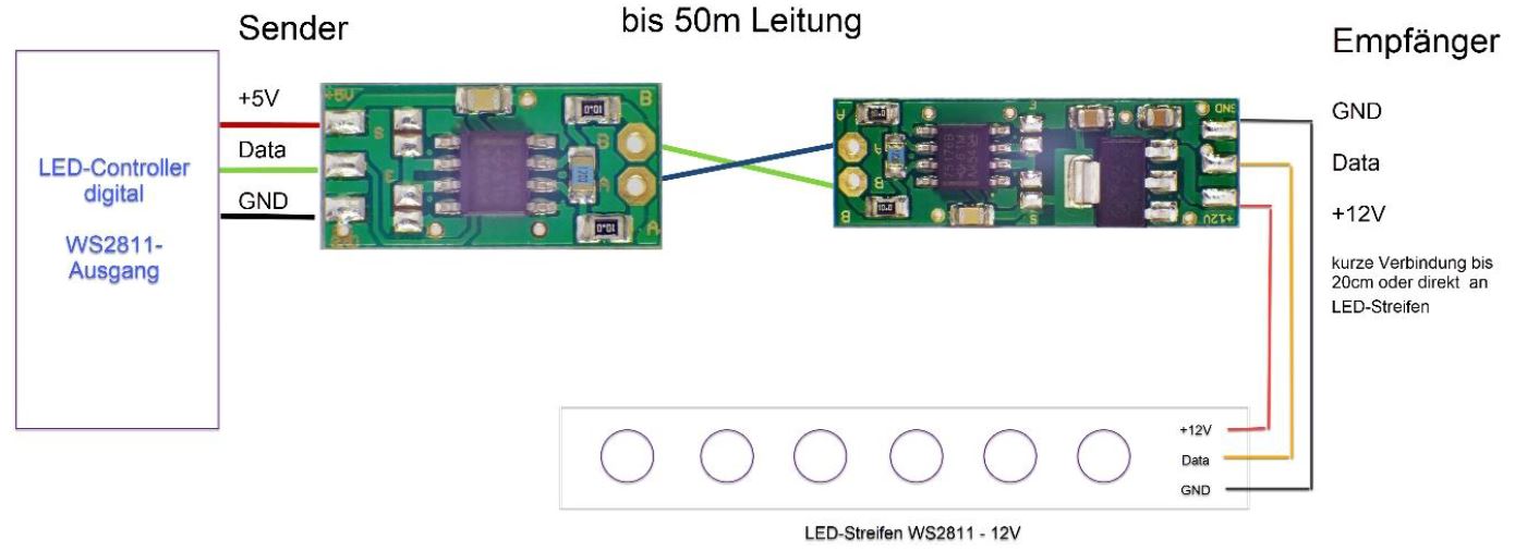 range extender 12V for digital LED installations - receiver only