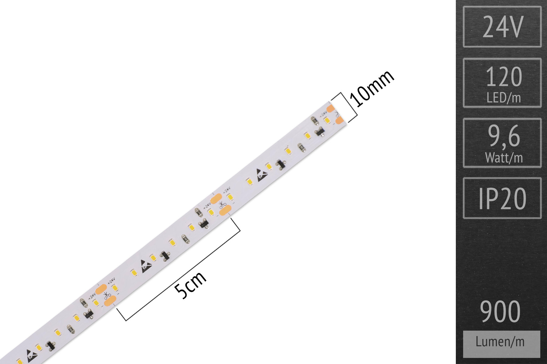Akzent-Anwendungen: LED-Streifen 2016 - 120LED/m - 900lm/m - 2.700K warmweiß - IP20 5m-Rolle