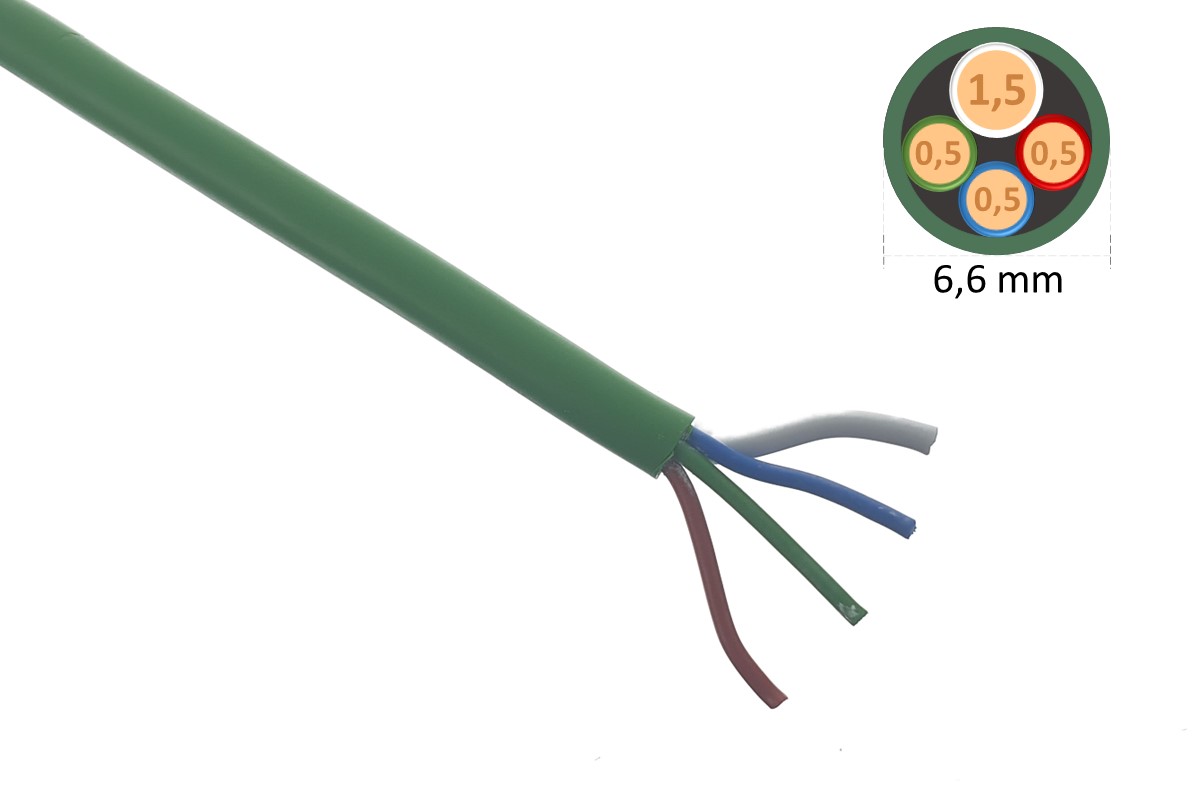 RGB-Cable 3x0,5mm², 1x 1,5mm² - green