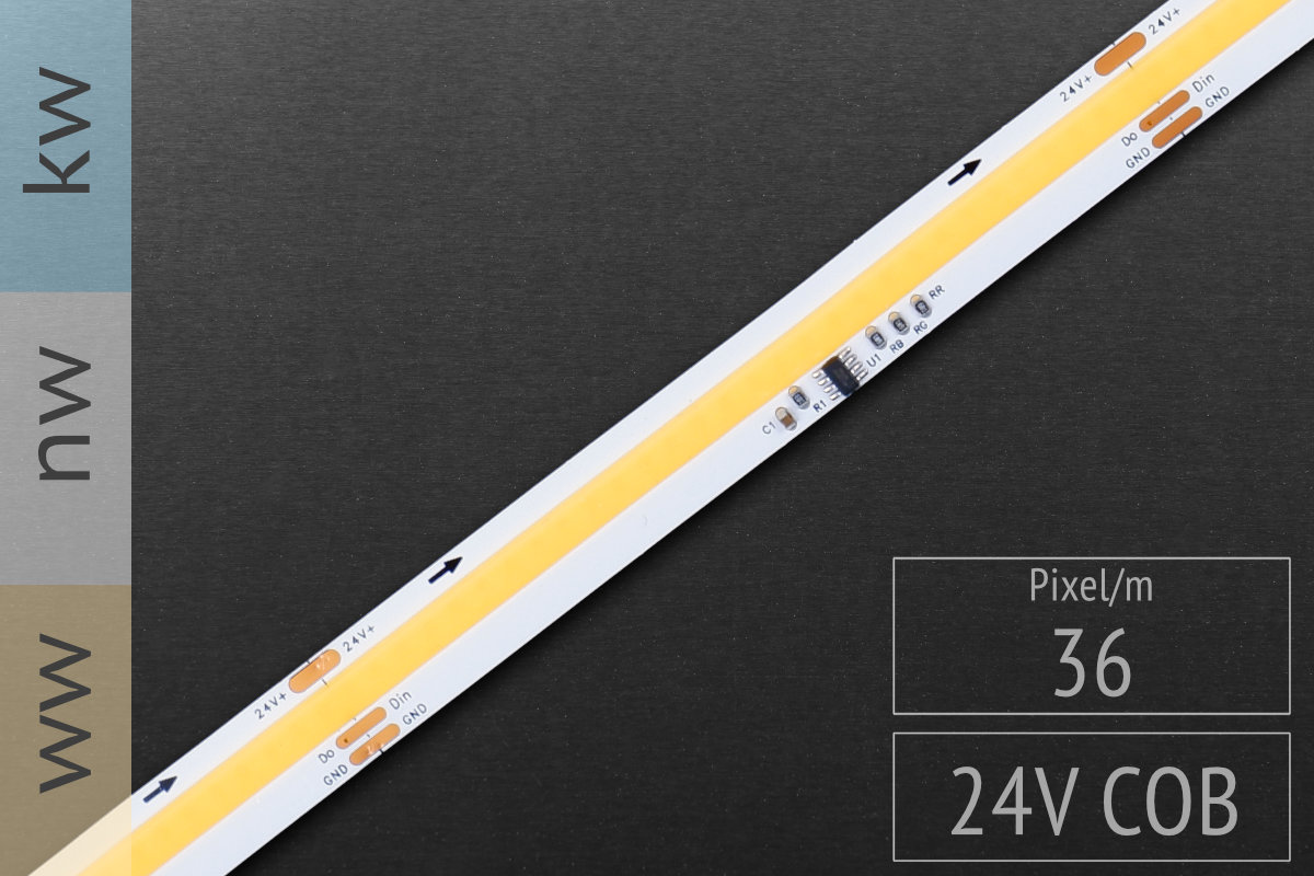 Digital white COB LED strip WS2811 - 24V - 36 Pixel/m