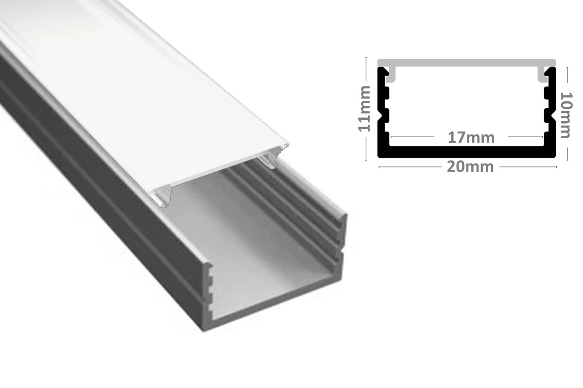 U-Profil SF8 - Muster (Abdeckung: Flach opal)