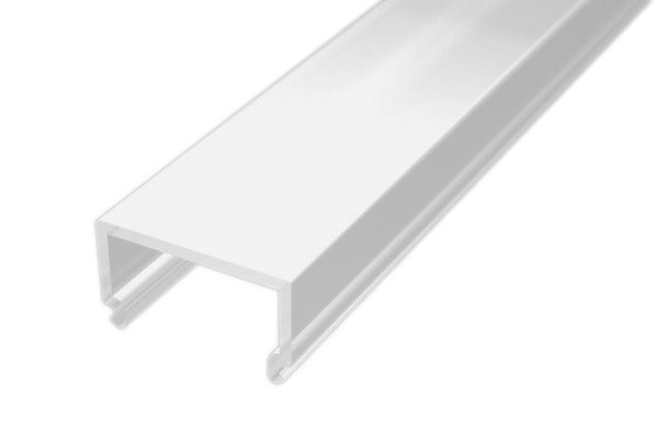Abdeckung eckig weiß opal CLP09o - 2m - Lichtdurchlässigkeit: 65%