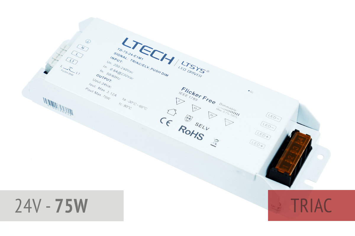 230V TRIAC dimmbares Netzteil - 24V - 75W