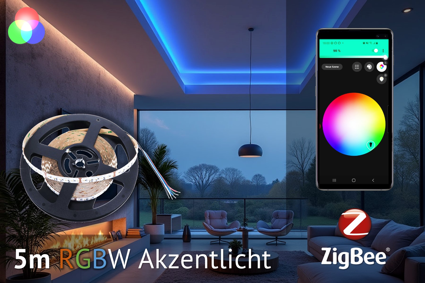 ZigBee-RGBW-LED-Set: 5 Meter