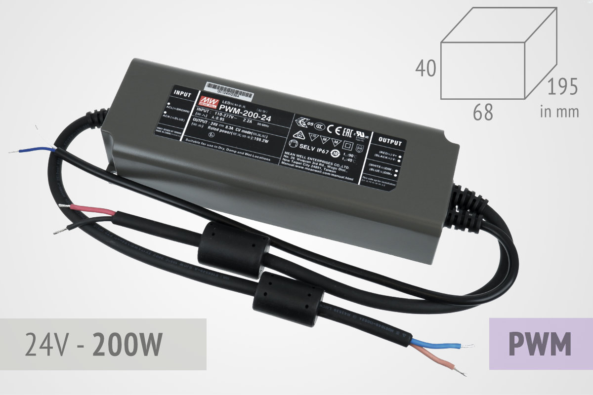 Dimmbares PWM Schaltnetzteil 24V - 8.3A - 200 Watt