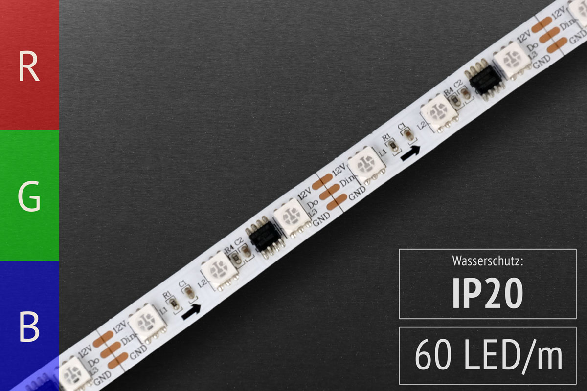 LED tape digital WS2811 - 60 RGB LEDs/m - IP20 - 12V