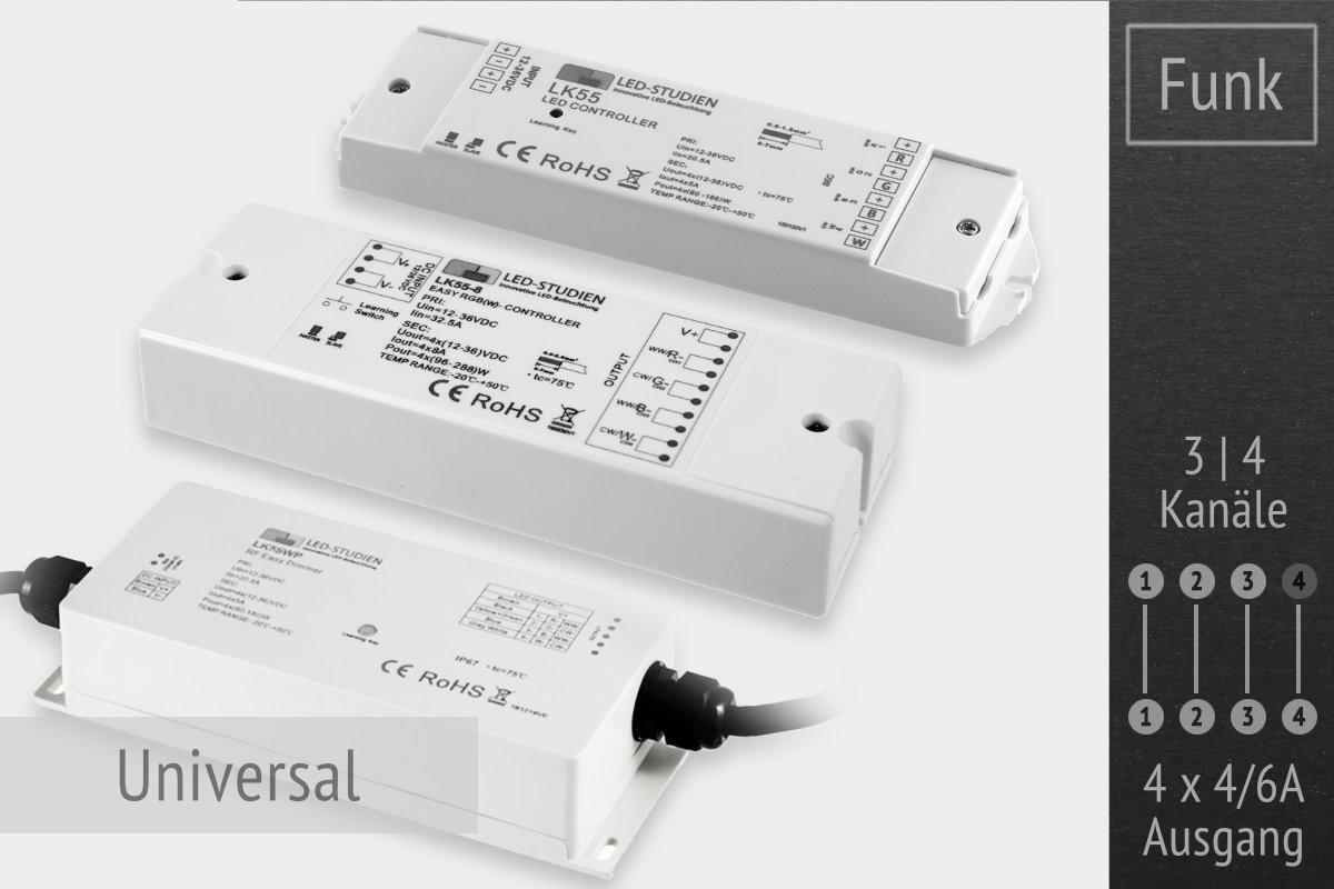 LK55 Universal Controller 12-36V for LED Strips, Panels etc. LK55 Universal Controller 12-36V for LED Strips, Panels etc.