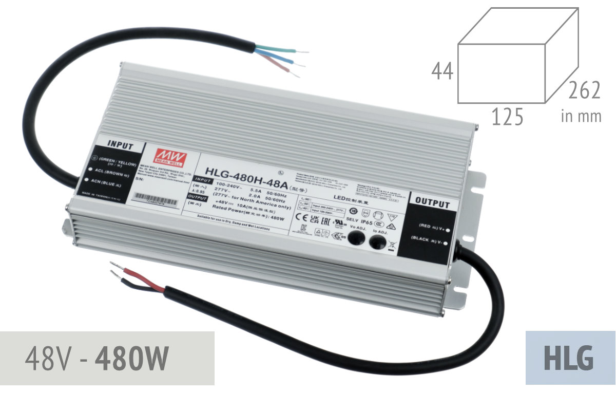 Netzteil HLG 48V - 10A - 480 Watt, extrem leise