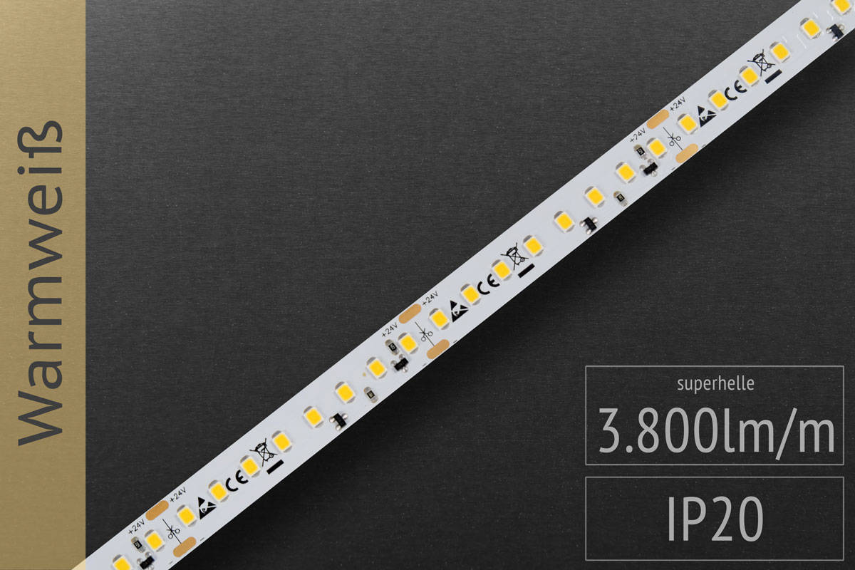 1m BiColor-LED Streifen 120x 2835SMDs/m 1600Lm 12V 18W Ra=80 weiß/warm-weiß IP20 
