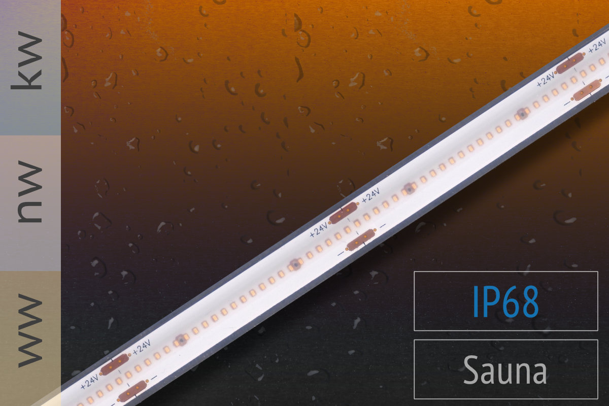 Hochtemperatur LED-Streifen für bis zu 90°C Umgebungstemperatur - IP68