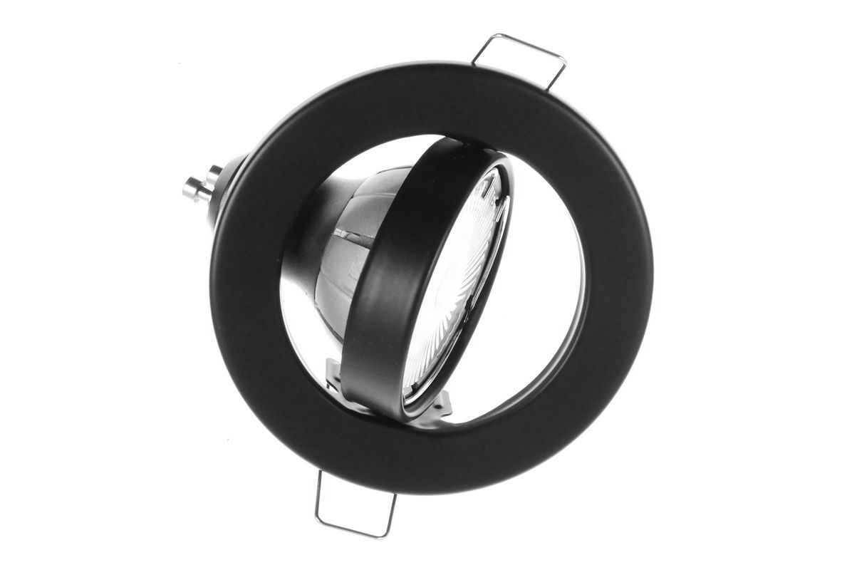 Einbaugehäuse MR16 Stahl, glänzend schwarz, rund