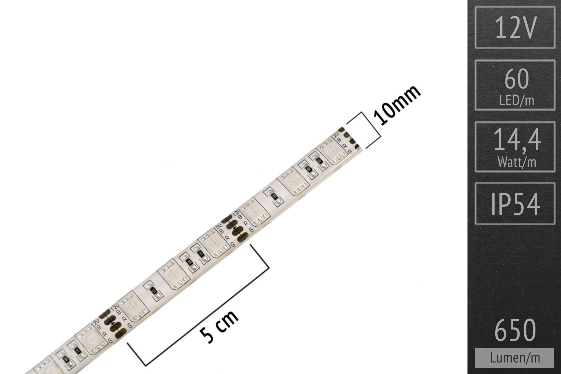 LED strip RGB 3in1 Standard: 60 LEDs/m - 12V - IP54 5m roll