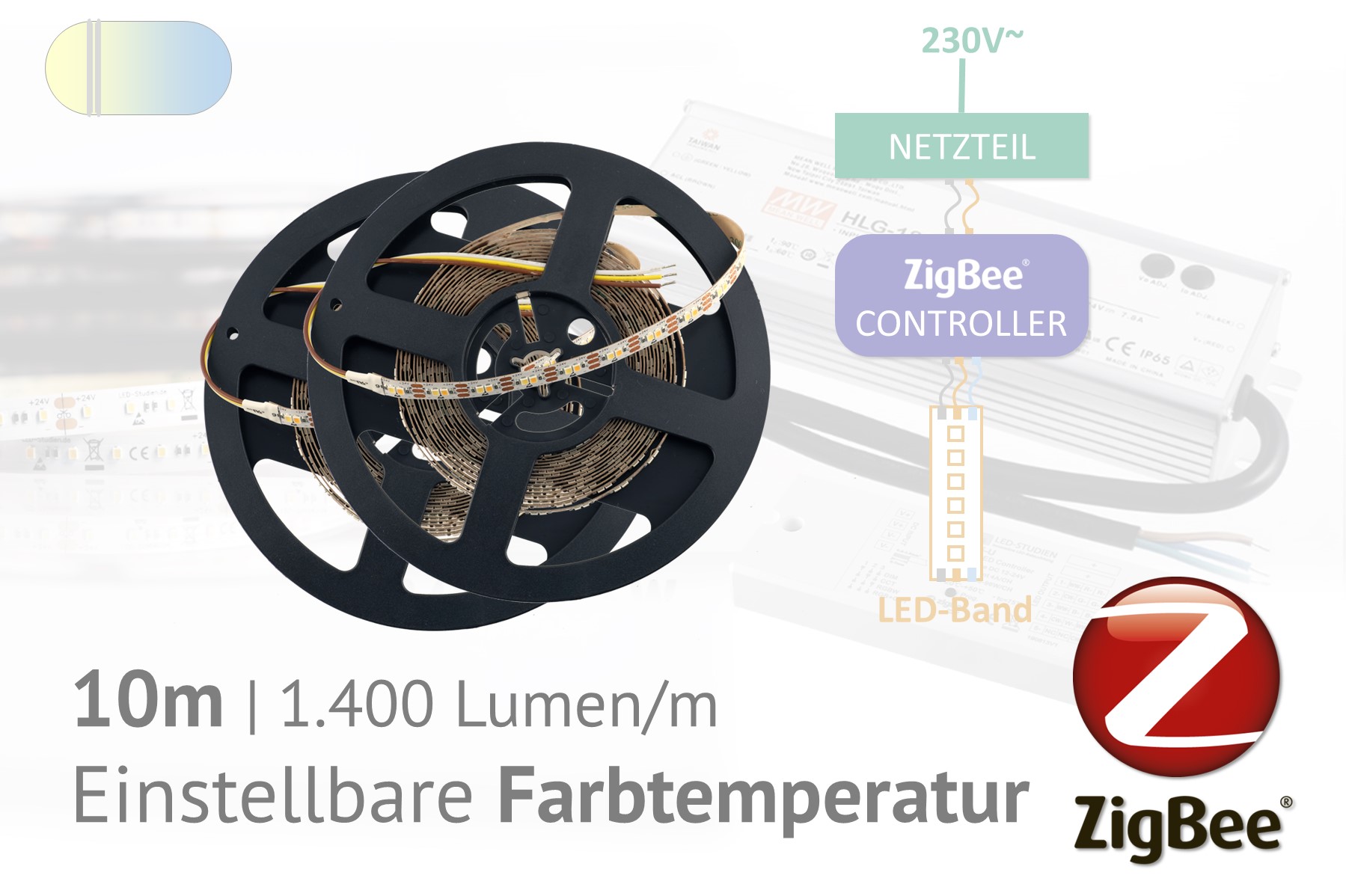 ZigBee-CCT-LED-Set: 10 meters