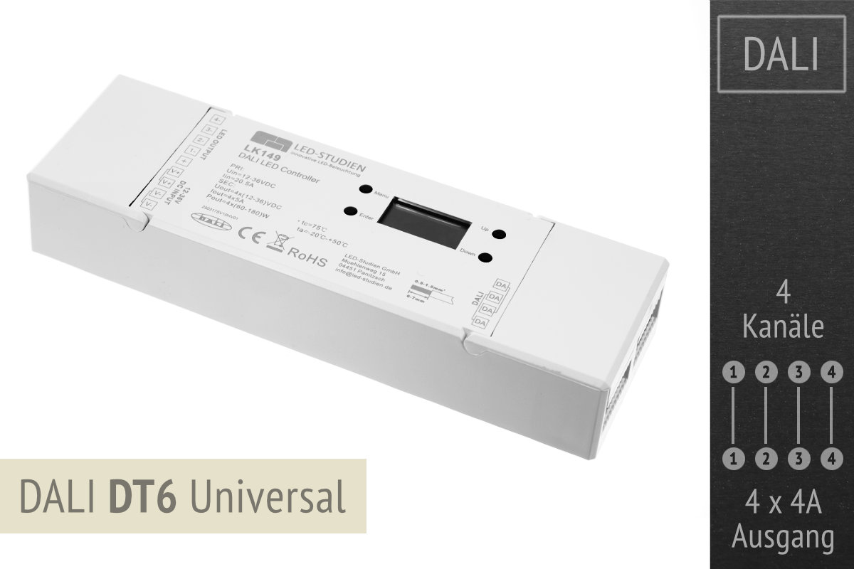 DALI-LED-Controller DT6 Universal | DALI-Master Funktion | 4x4A 