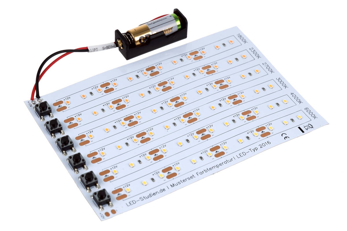 Musterset LED Farbtemperatur: 1.800 | 2.300 | 2.700 | 3.000 | 4.000 | 6.000K 