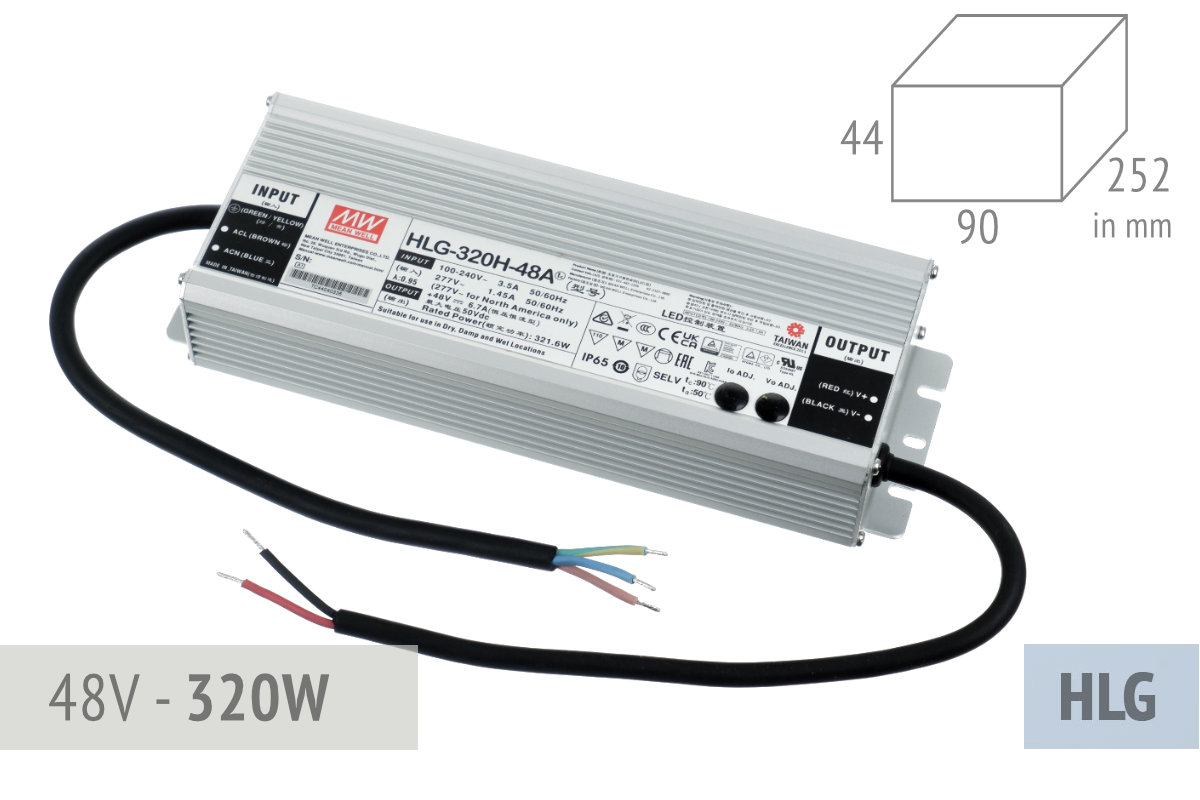 Netzteil HLG 48V - 6.7A - 320 Watt, extrem leise