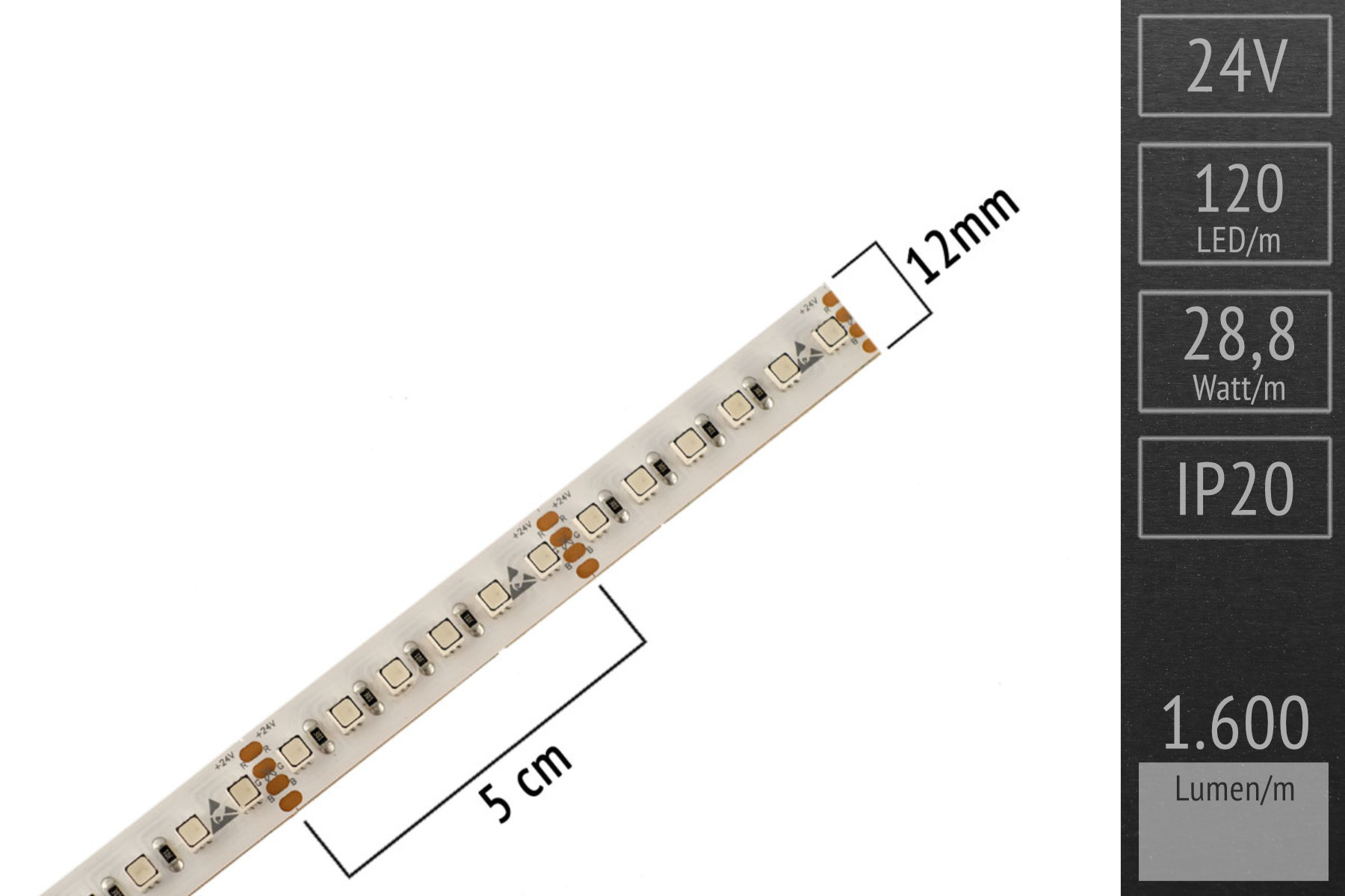 LED strip RGB 3in1 HighEnd: 120 LEDs/m - 28.8 W/m