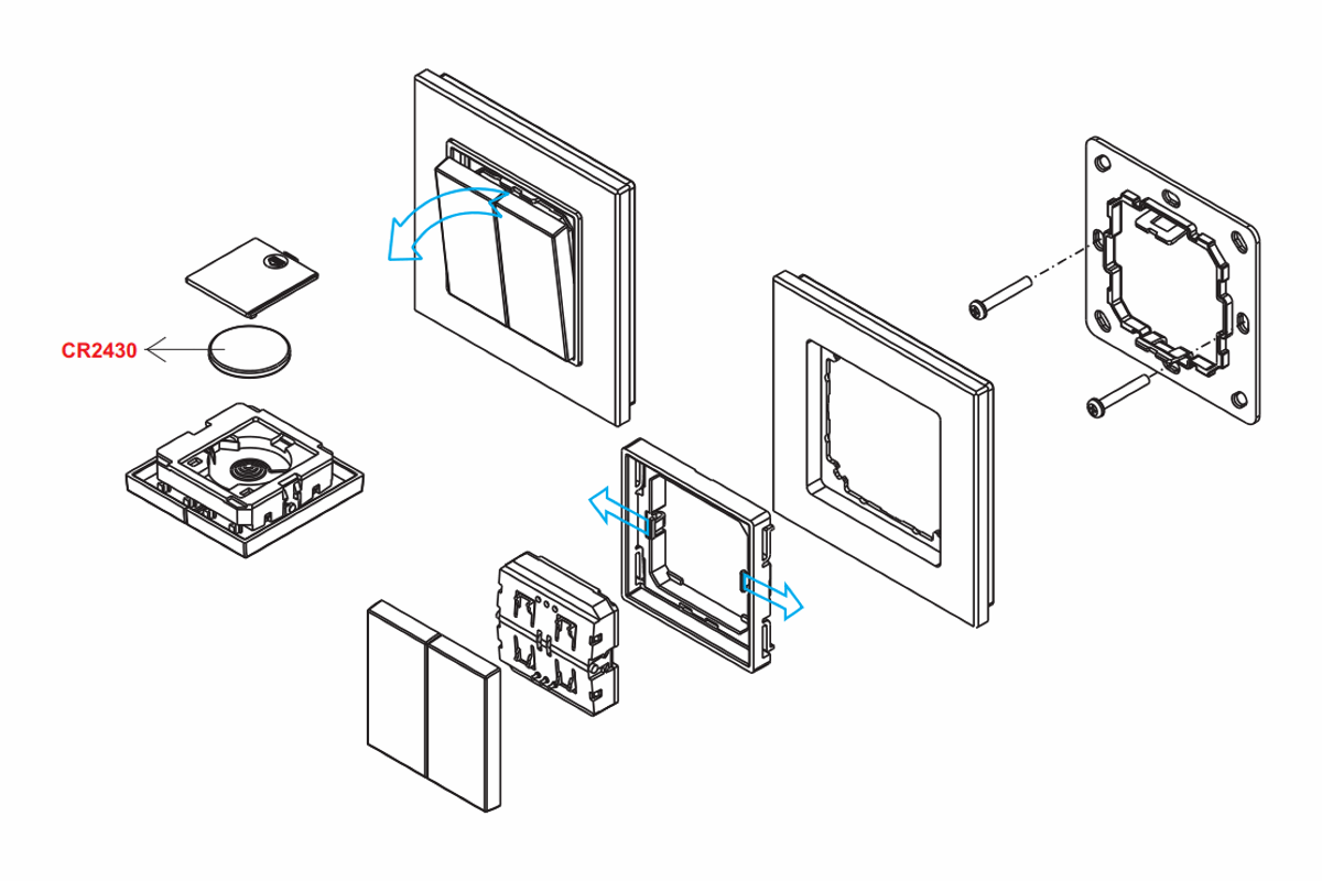 Remote control with button | 2 zones | wall mounting