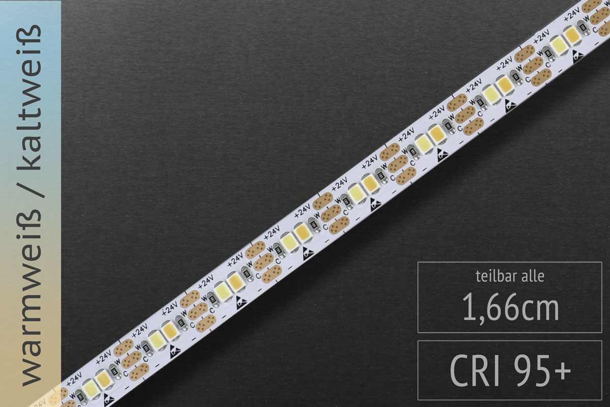 Tuneable White LED-Streifen mit einstellbarer Farbtemperatur ab 2.200K