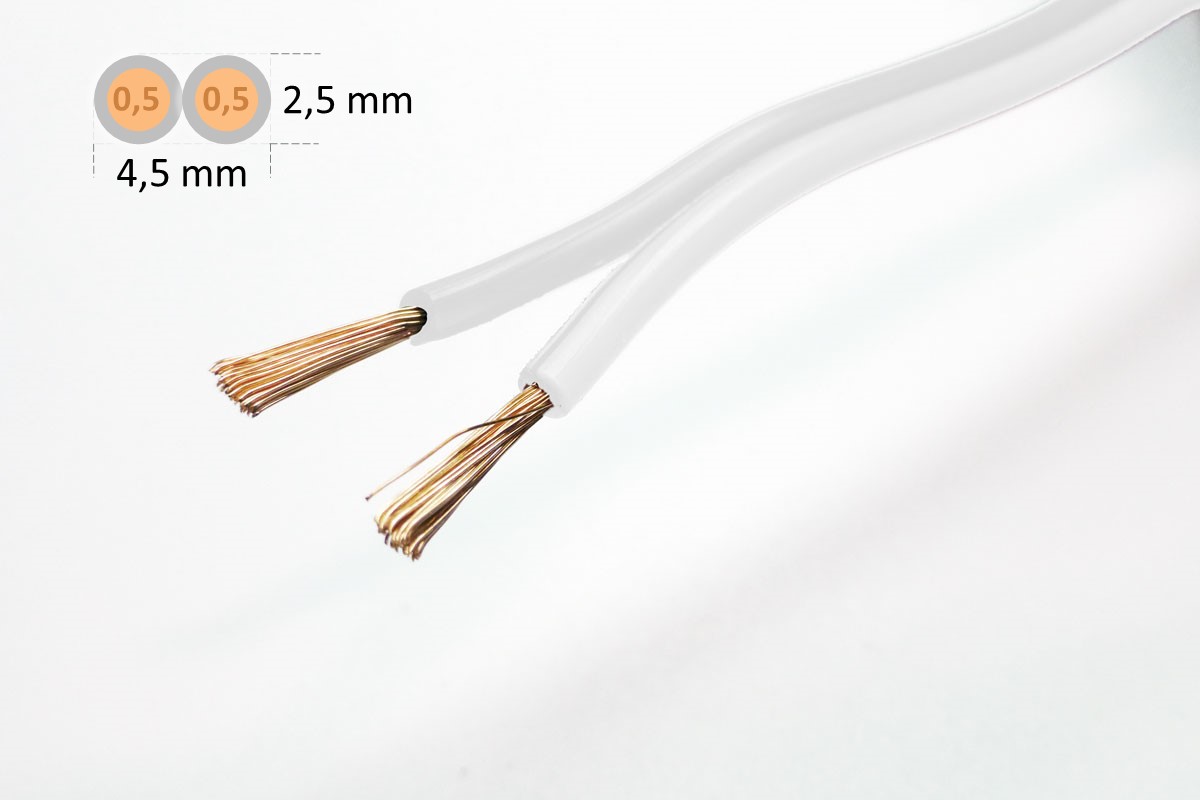 Twin stranded wire 0.5 mm² white