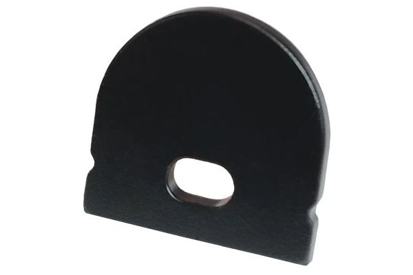 Endkappe EKLP108bl halbrund schwarz, Kabeldurchführung