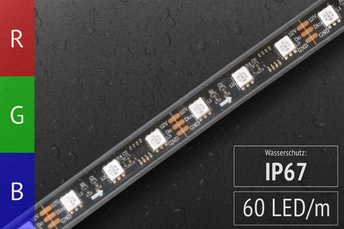 LED-Band digital WS2811 - 60 RGB-LEDs/m - IP67 - 12V LED-Band digital WS2811 - 60 RGB-LEDs/m - IP67 - 12V