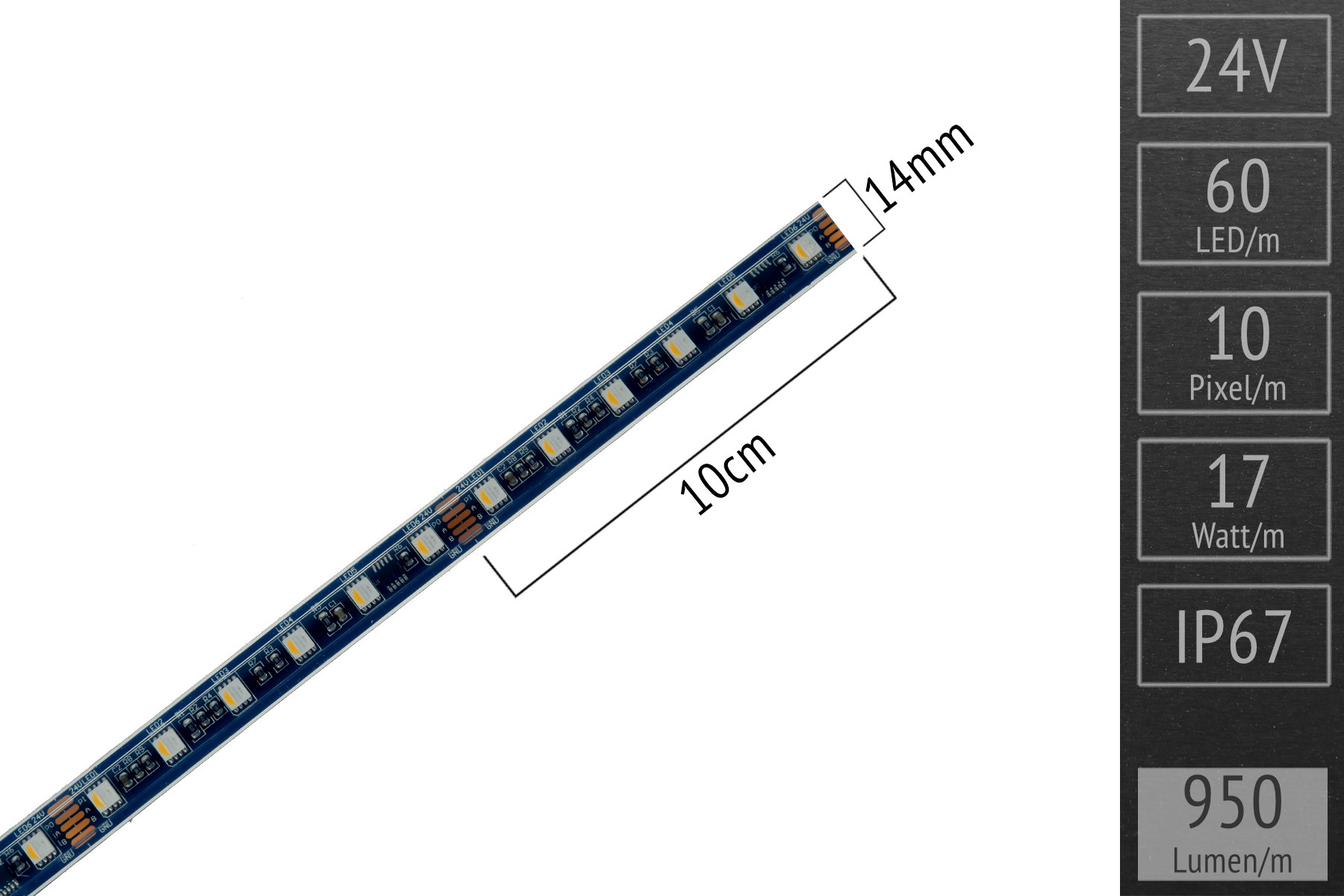 RGBW Pixel LED strips directly controllable via DMX | 24V | IP67