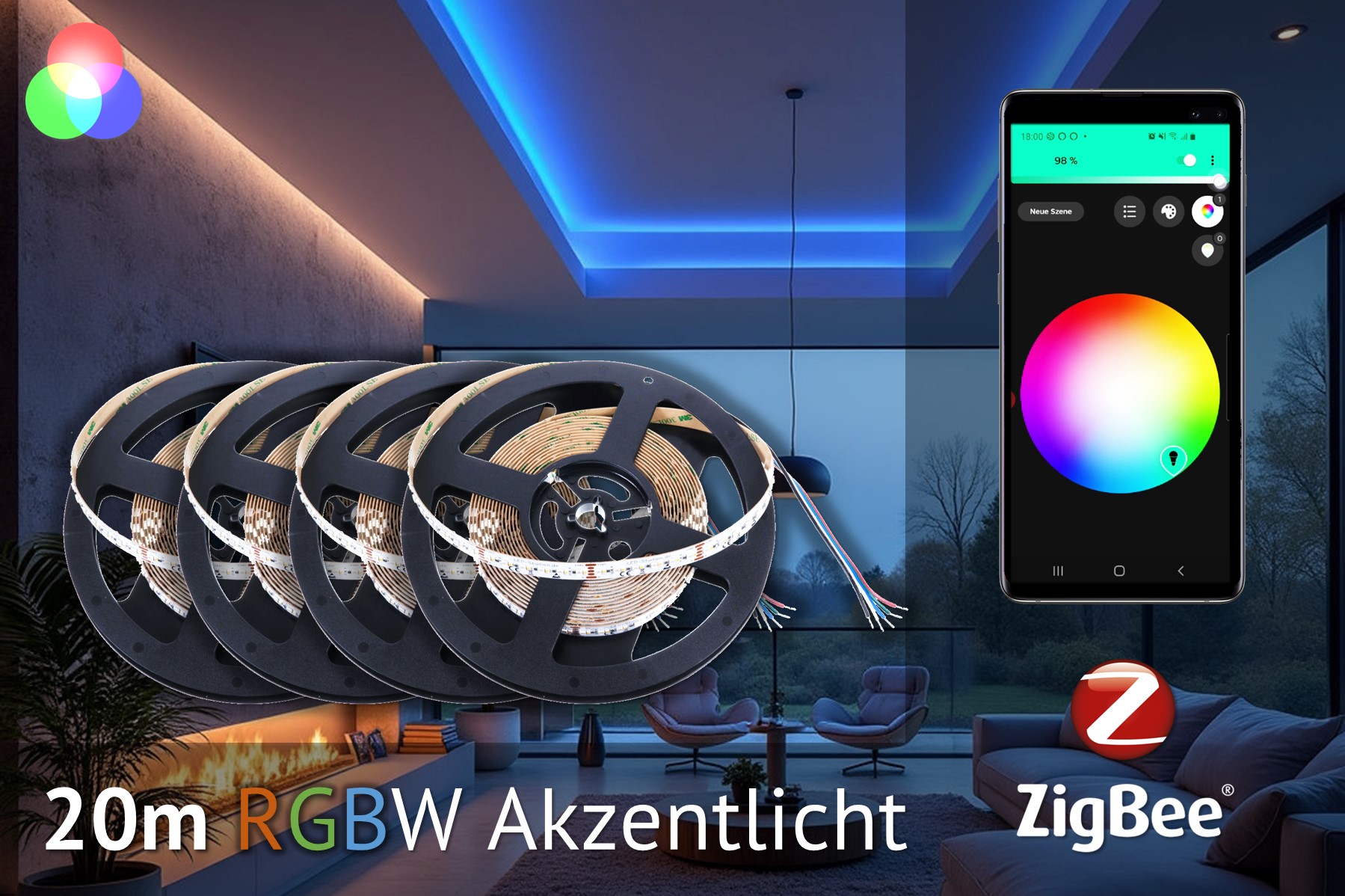 ZigBee-RGBW-LED-Set: 20 meters