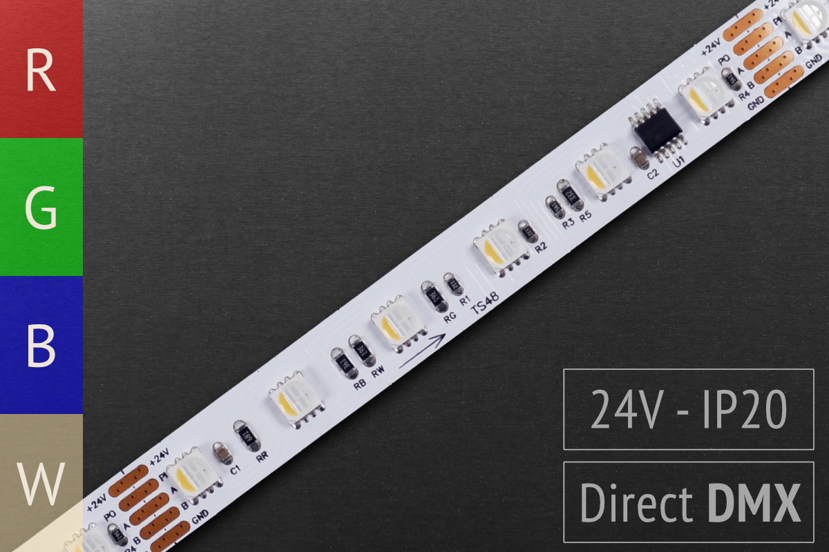 Direkt über DMX steuerbare RGBW Pixel-LED-Streifen | 24V 