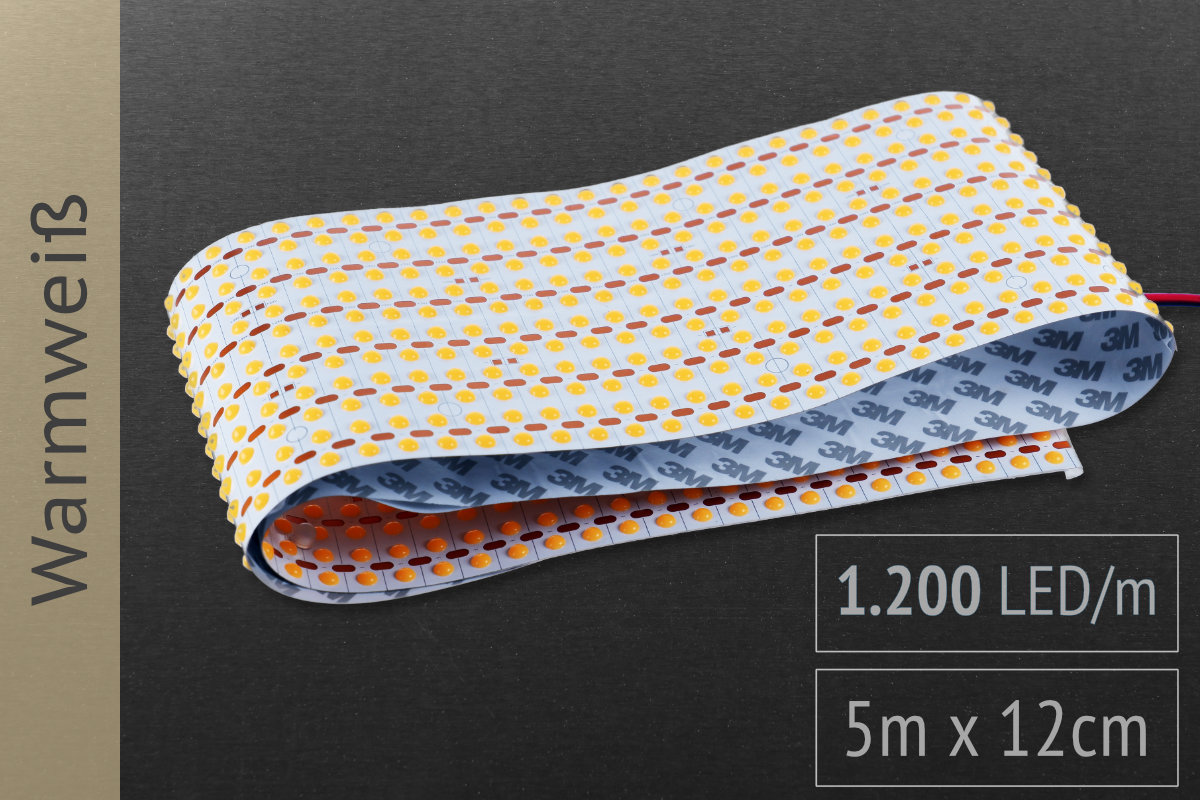 Backlight-Sheet: 500 x 12cm - 1.200 LED/m - 3,000K warm white