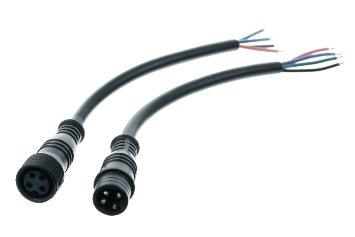 4-pin male/female connector for RGB, waterproof