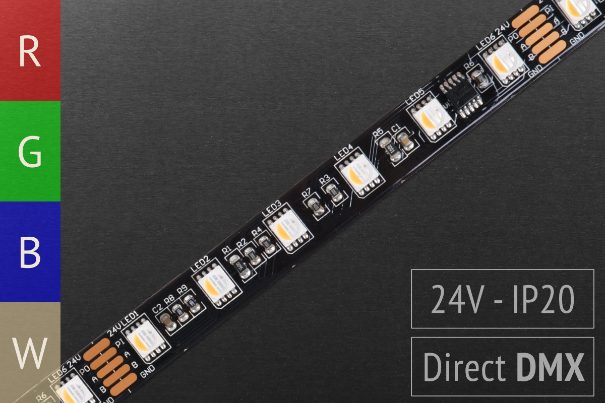 RGBW Pixel LED strips directly controllable via DMX | 24V 