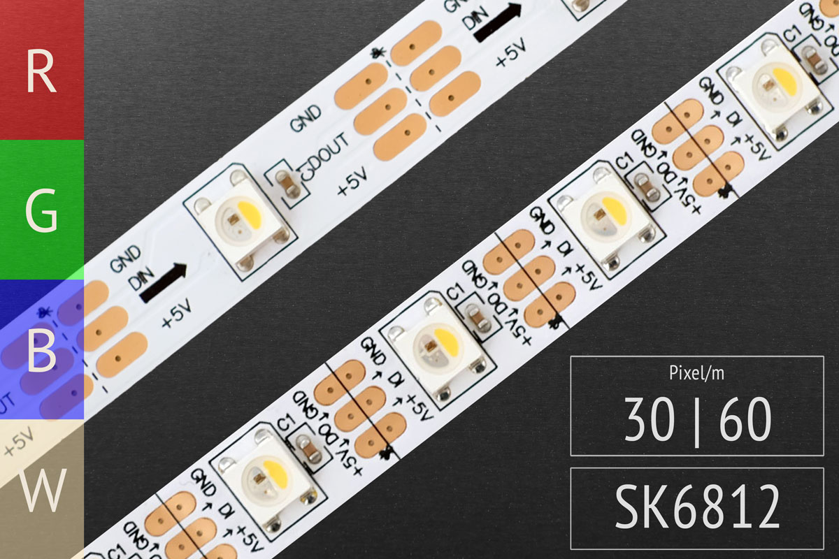 LED tape digital SK6812 RGBW - 5m - 30 Pixel/m